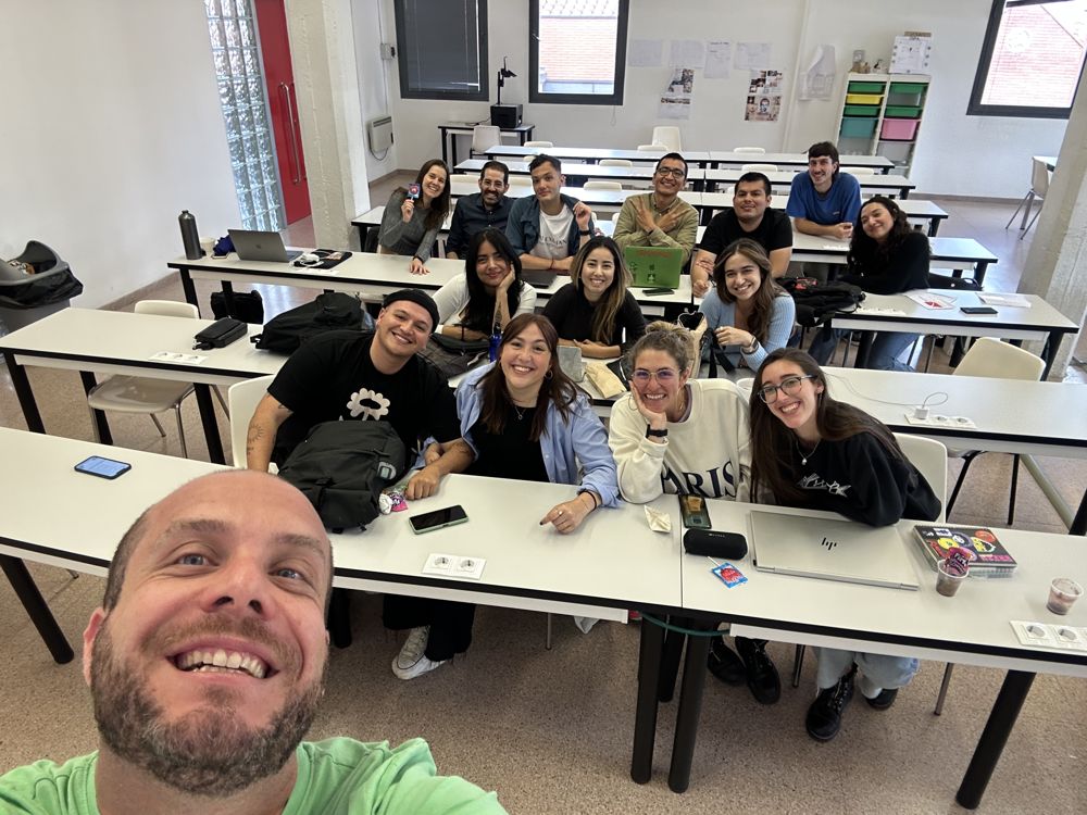 Mario's classroom selfie with his content design students