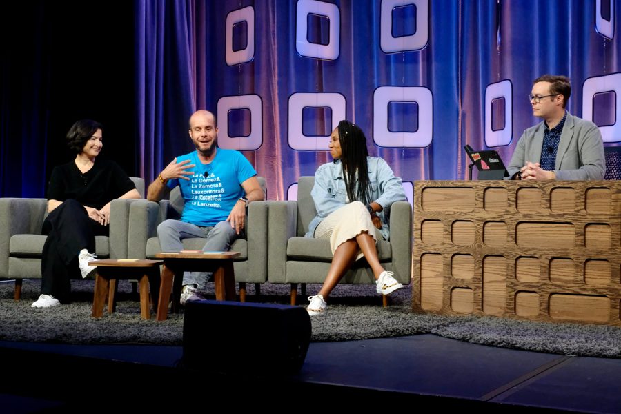 Mario Ferrer on stage during the Button Conference 2022 panel